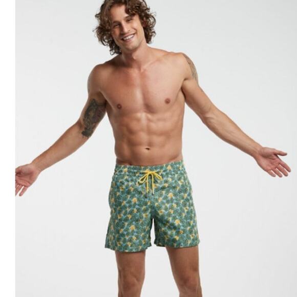 Le Club Men Palm Leaf Print Swim Shorts Elastic Waistband SZ XXL Multicolor NWT - Picture 3 of 10